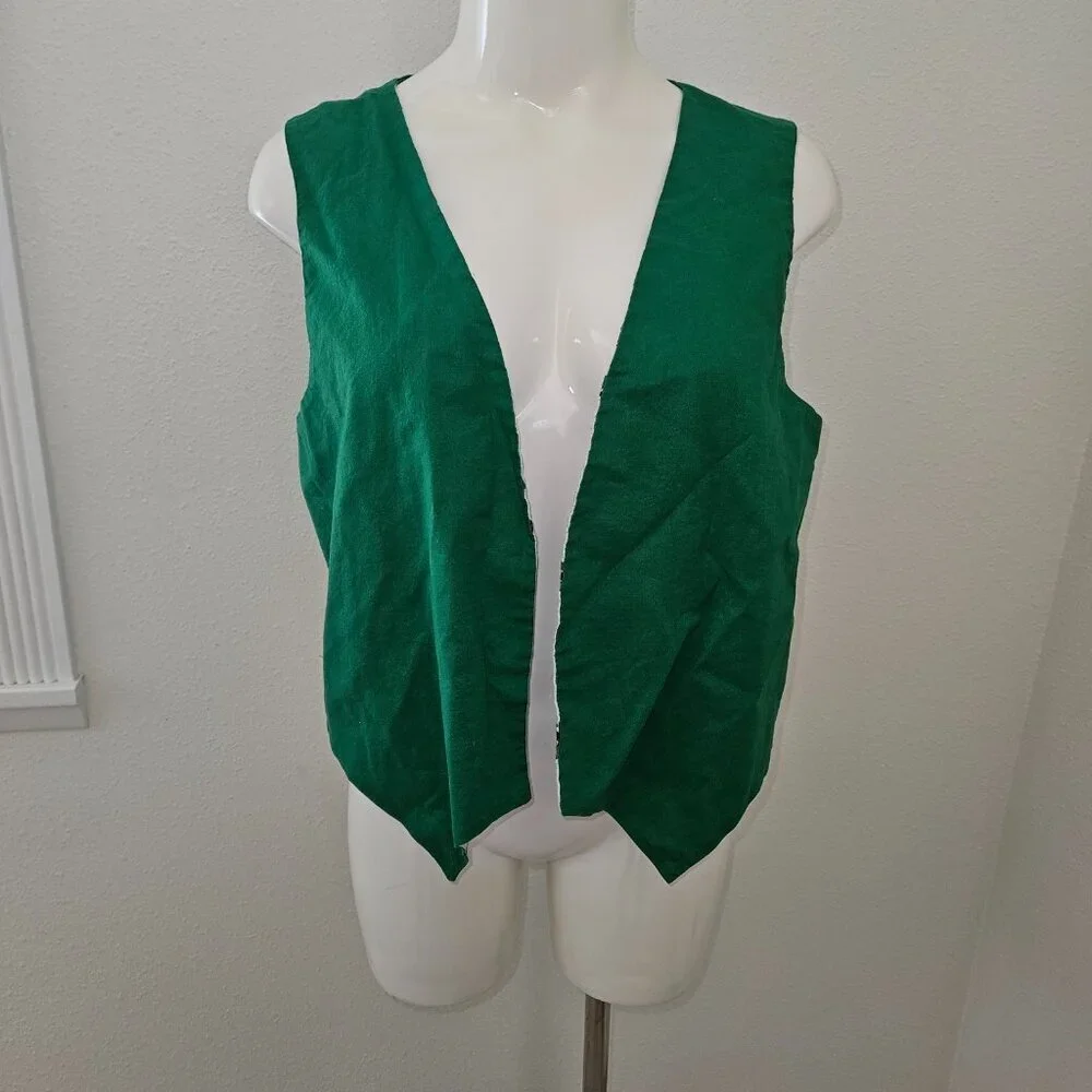 Handmade St Patrick's Day Reversible Vest Green Leprechaun Child Lg? Adult Sm?